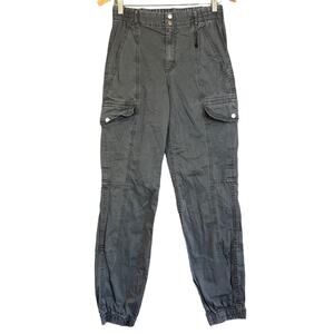 Garage Cargo Jogger Pants XS Grey Cotton Elastic Waist Grunge Punk Emo Utility